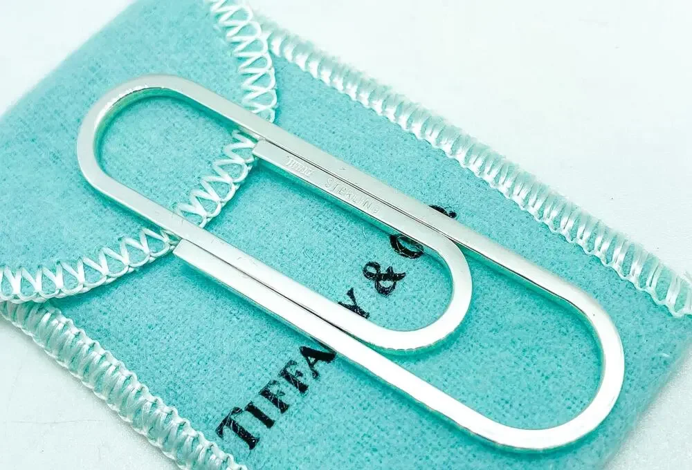 Tiffany & Co Sterling Silver Paperclip Money Clip Holder 2.5
